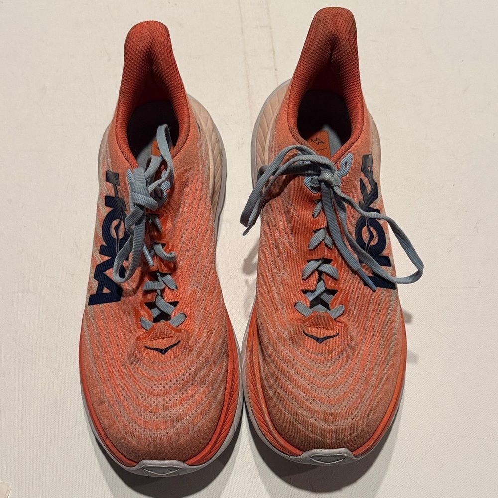 Hoka One One Coral and Gray Women's Running Sneakers